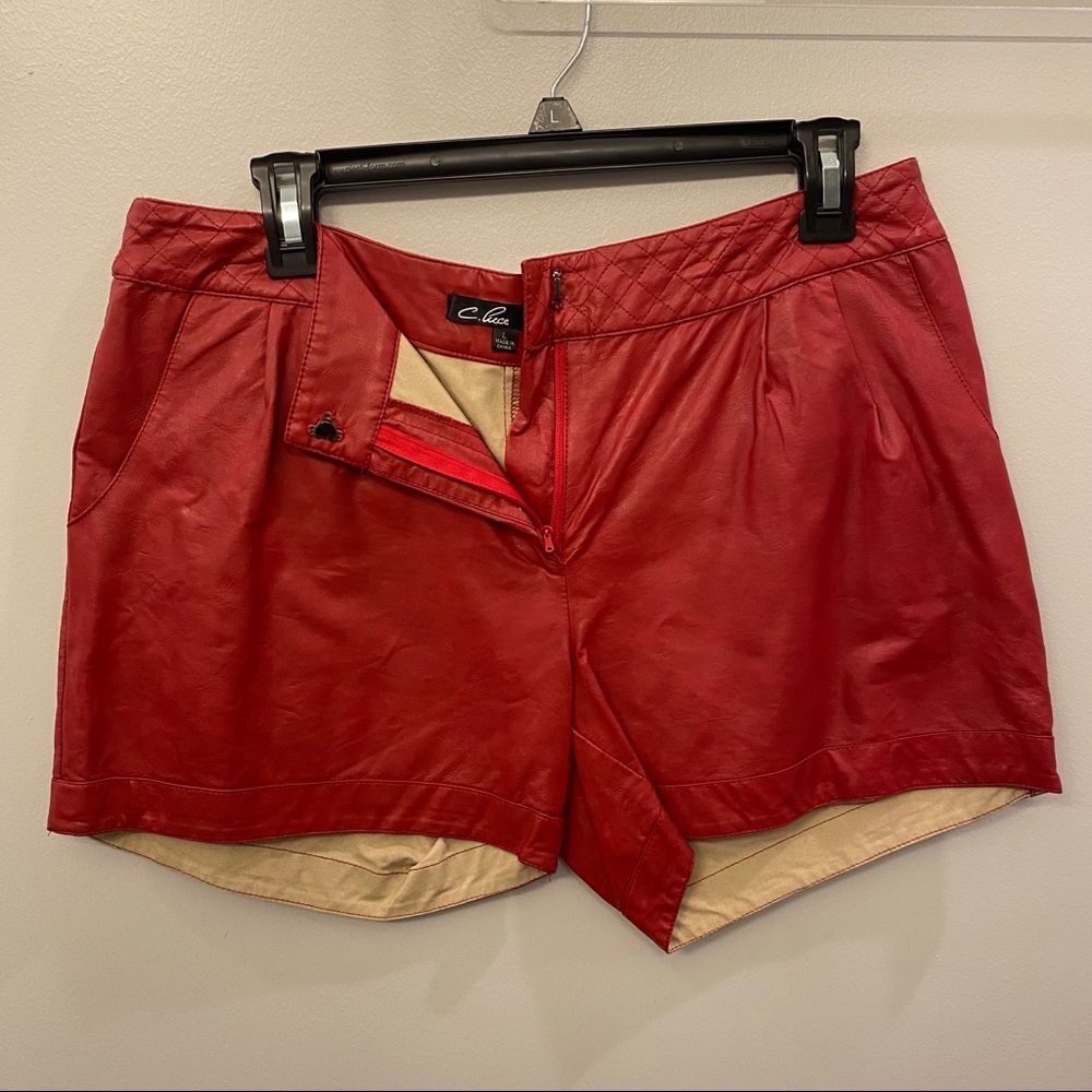 Red Leather Shorts